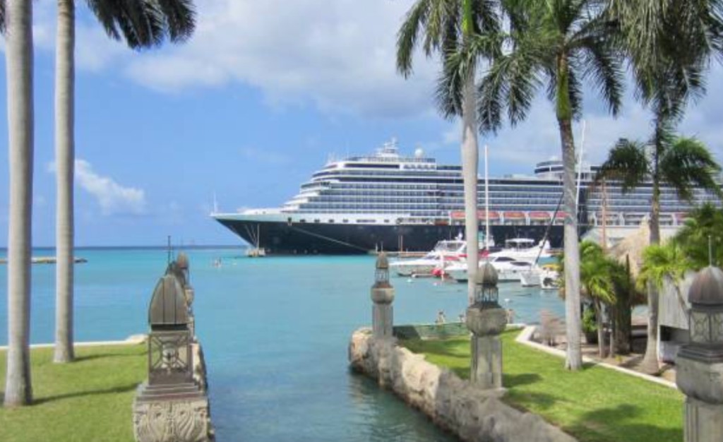 Cruise ship visiting Oranjestad Aruba cruise port